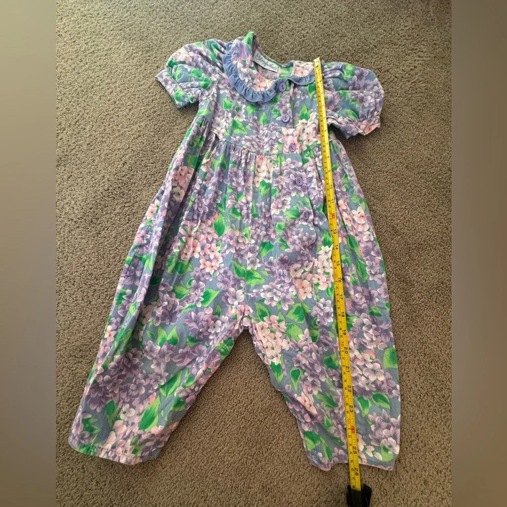 Vintage Mousefeathers 2T Pastel Floral Toddler Romper Spring One Piece Outfit